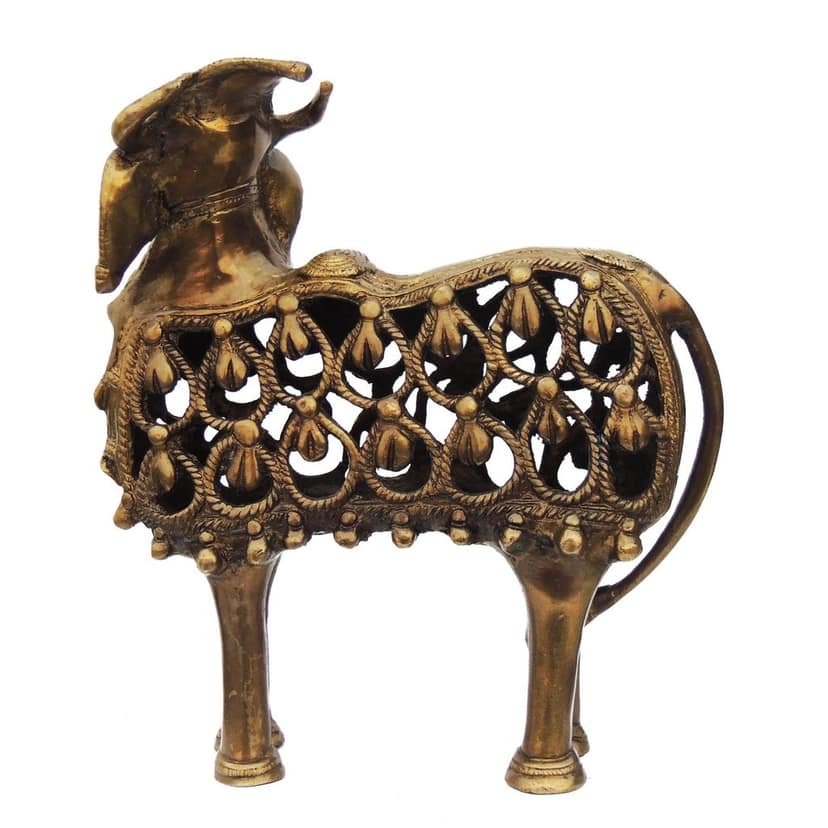 Brass Showpiece Nandi Jali Statue - Artistic Brass Pooja Showpiece, Height : 8.2 Inch (BSMAS564 A) view 3