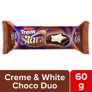 Britannia Treat Stars Cream White Chocolate Biscuits, 60 gm
