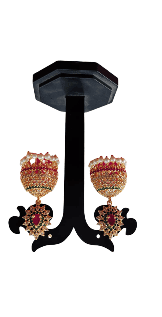 Gold Plated Kundan & Pearl Jhumka Earrings_01 view 3
