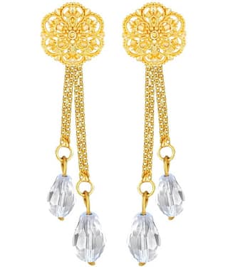 Vighnaharta Golden Drop Earrings ( Pack of 1 )