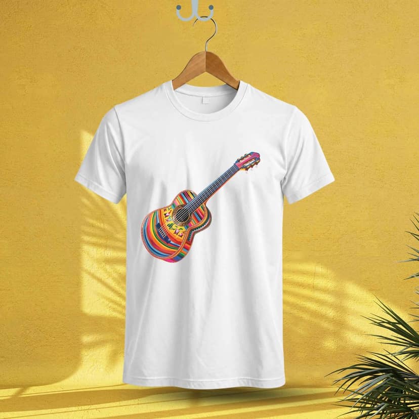 Trishoolin "Colorful Guitar" Music & Dance Theme T-Shirt | Design 70028MB | Cotton Regular Fit | Crew Neck / Round Neck Half Sleeve | Pack of 1