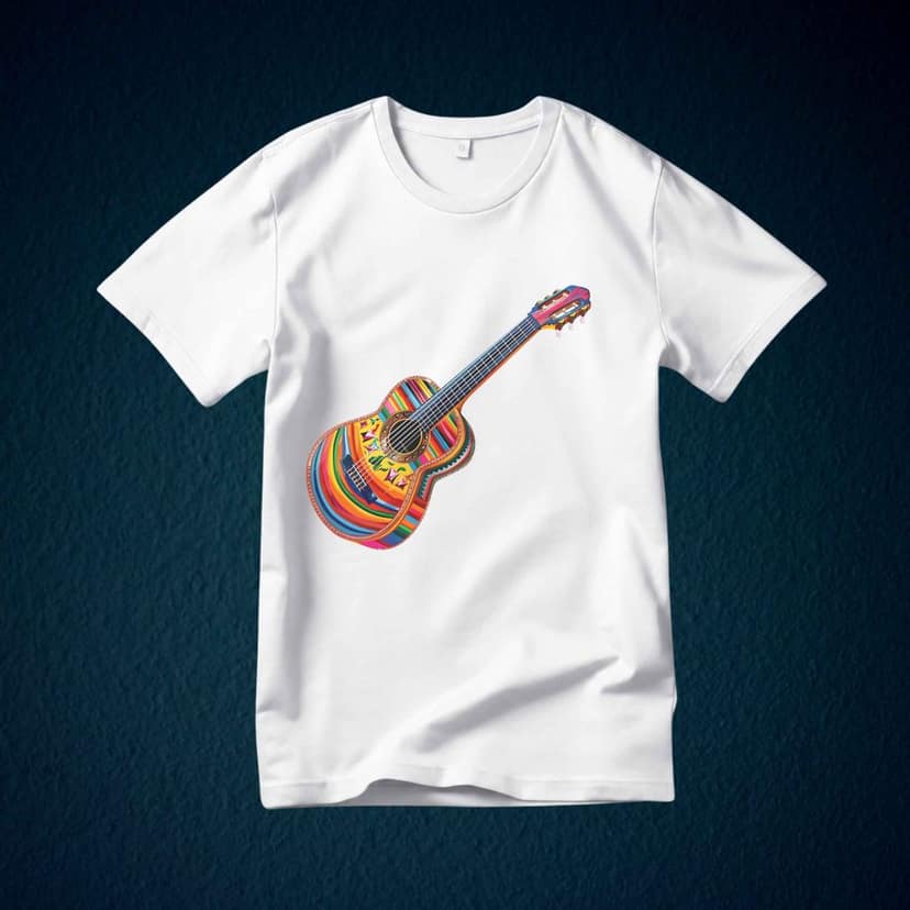 Trishoolin "Colorful Guitar" Music & Dance Theme T-Shirt | Design 70028MB | Cotton Regular Fit | Crew Neck / Round Neck Half Sleeve | Pack of 1 view 2