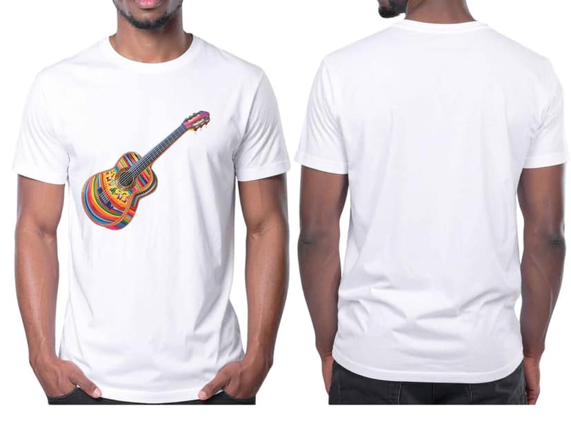 Trishoolin "Colorful Guitar" Music & Dance Theme T-Shirt | Design 70028MB | Cotton Regular Fit | Crew Neck / Round Neck Half Sleeve | Pack of 1 view 3