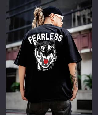 Leotude Pack of 1 Cotton Blend Oversized Fit Men's T-Shirt ( Black )