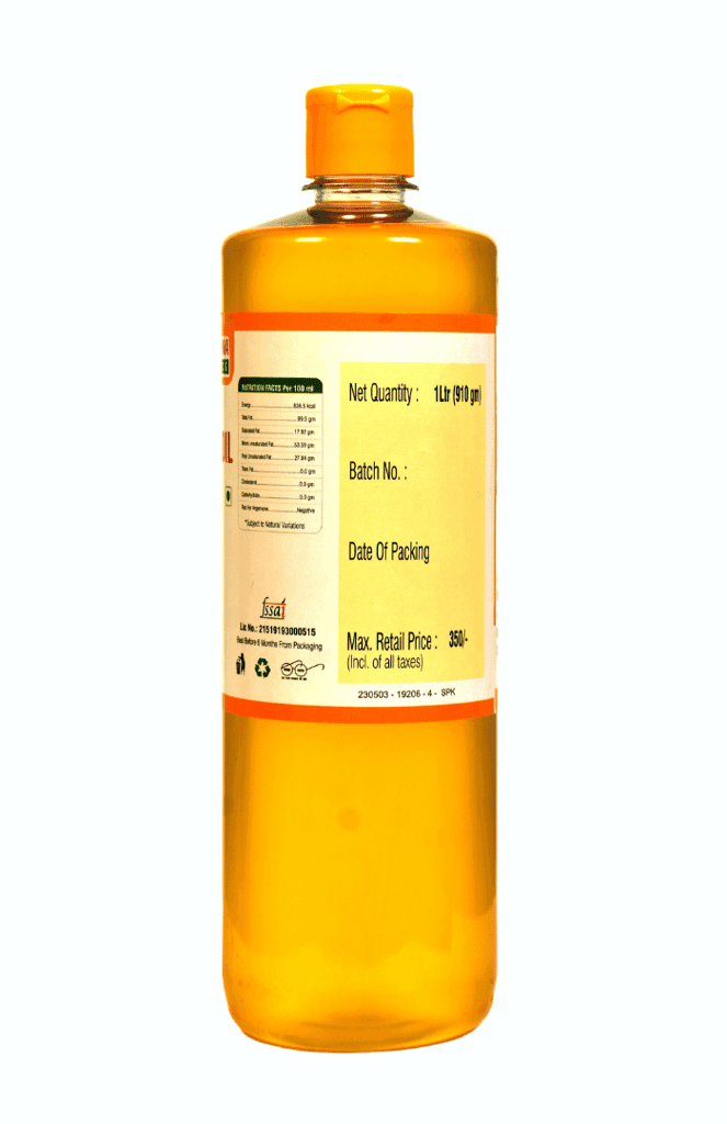Shreekrishna Cold / Wood Pressed Organic Safflower(Kardai) Oil 1 Litre (100% Safflower Oil | Kacchi Ghani / Chekku) view 2