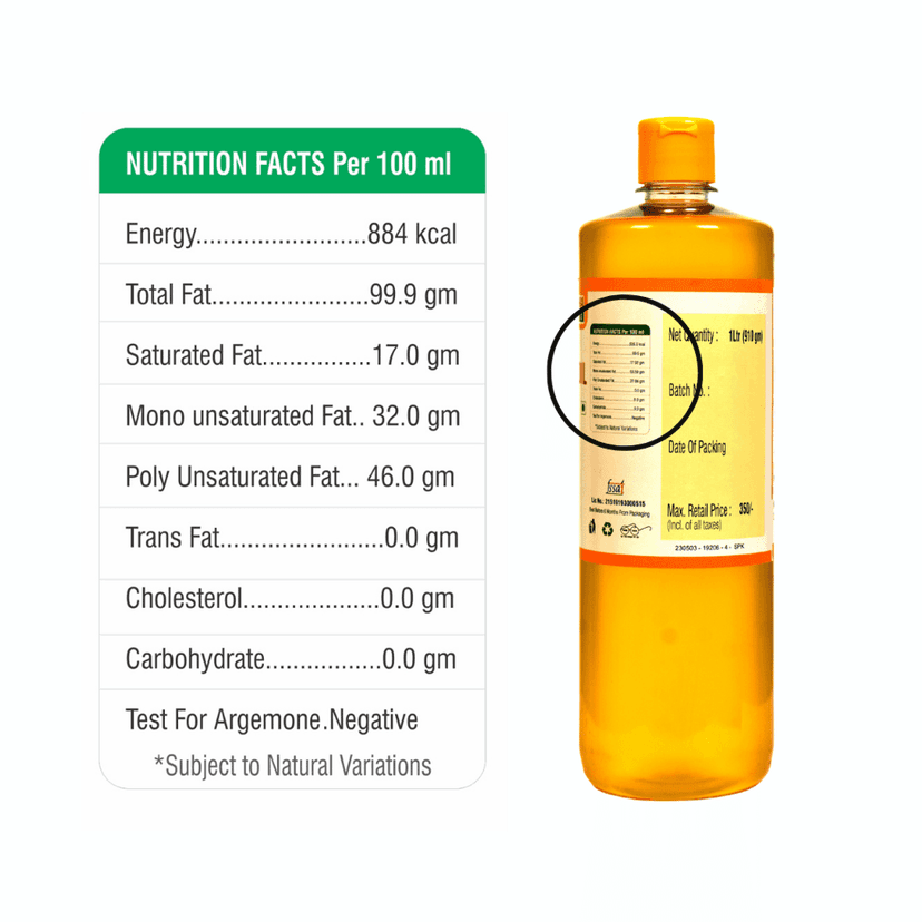 Shreekrishna Cold / Wood Pressed Organic Safflower(Kardai) Oil 1 Litre (100% Safflower Oil | Kacchi Ghani / Chekku) view 3