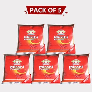 Red Chilli Mirch Powder – Pack of 5 (100 gm × 5) – Agrobusiness Krishi Producer: Spicy, Pure & Farm-Fresh Flavor in Every Pinch! (pack of 2)