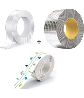 dust n shine - Transparent Double Sided Decorative Tape ( Pack of 3 )