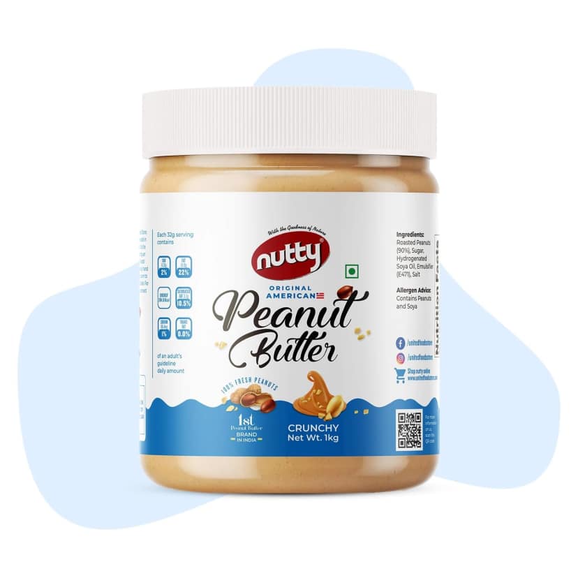 Nutty Crunchy Peanut Butter 1kg, From Roasted Peanuts, American Flavored Peanut Butter 1Kg (1000 g)