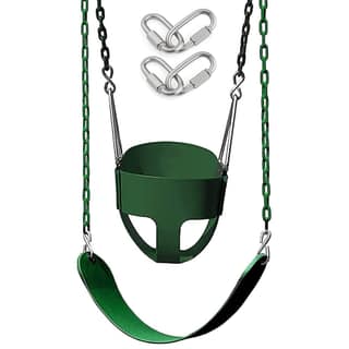REZNOR High Back Full Swings Seats & Bucket Swing Heavy Duty with 1.5 Meter Chain,Playground Swing Set Accessories Replacement, 4 Oval Shape Stainless Steel Screw Link Snap Hooks for Kids, Adults