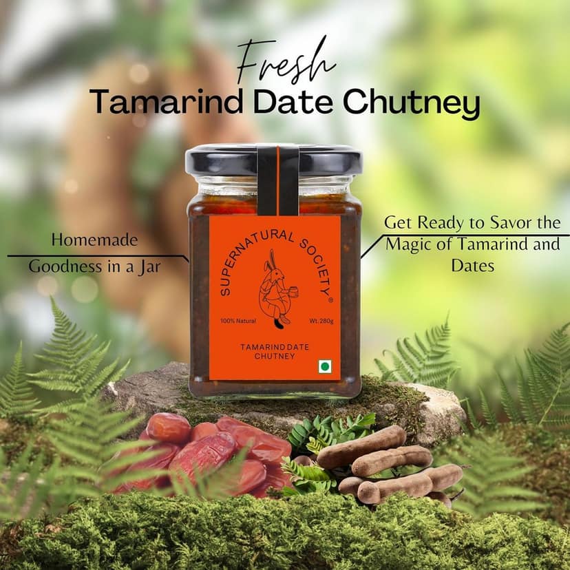 Supernatural Society - Tamarind Date Chutney 280g | Imli Khajoor Ki Khatti Meethi Chatpati Chutney | Tangy-Sweet Delight | Jain-Friendly, Naturally Flavorful, No Artificial Additives view 2