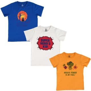 KUCHU New Launch'23 Unisex Tshirt for Boys and Girls- Set of 3|Super Combed Cotton-Modal Fiber|Soft Fabric |Breathable Fabric|Digitally Printed|Unique Design|Vibrant Colour |Half Sleeves |Round Neck