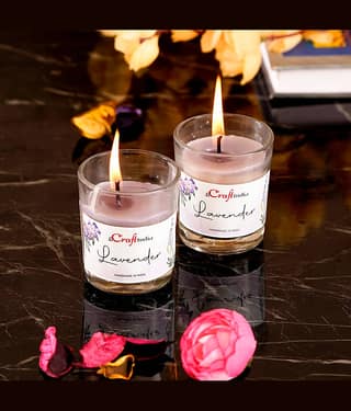 eCraftIndia Set of 2 Purple Lavender Scented Glass Candle