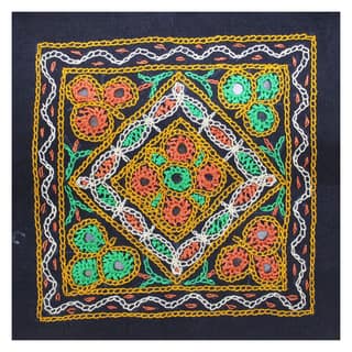 Garvi Gurjari (A Gujarat Govt Enterprise) Cotton Multicolor Hand Embroidered Patch with Mirror Work(GGCMEP48)