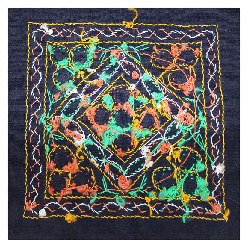 Garvi Gurjari (A Gujarat Govt Enterprise) Cotton Multicolor Hand Embroidered Patch with Mirror Work(GGCMEP48) view 2
