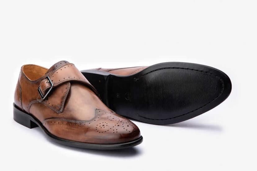 HILL BIRD Minst Brown Handpainted Monkstrap Shoes view 4