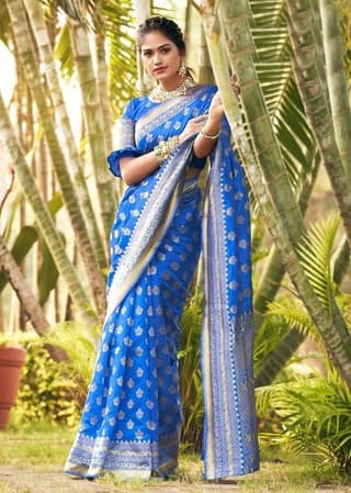 Woven Art Silk Saree in Royal Blue