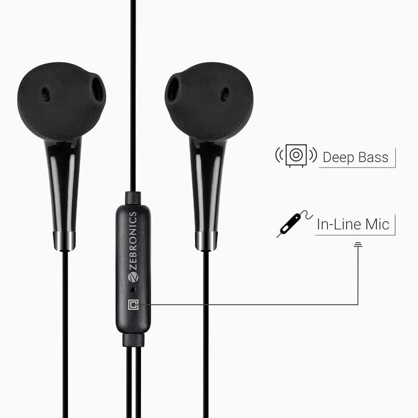 Zebronics Zeb-Calyx Wired in Ear Earphones with Mic (Black) view 3