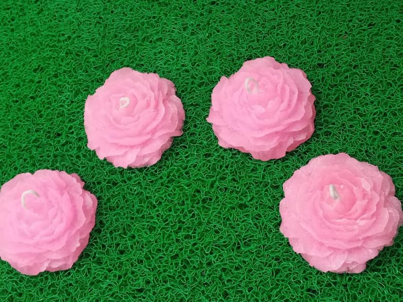 4 pc Pink Floating Rose Candle