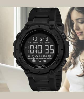 Harbor Black PU Digital Men's Watch