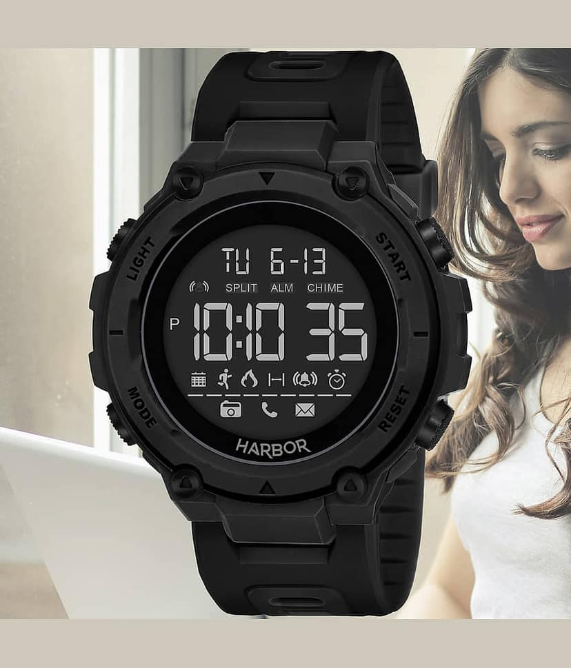 Harbor Black PU Digital Men's Watch