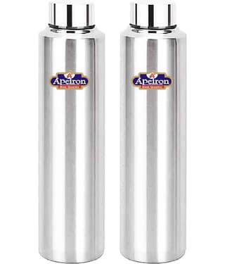 APEIRON Matt Fridge Bottle pk 2 Silver 1000 mL Stainless Steel Fridge Bottle set of 2