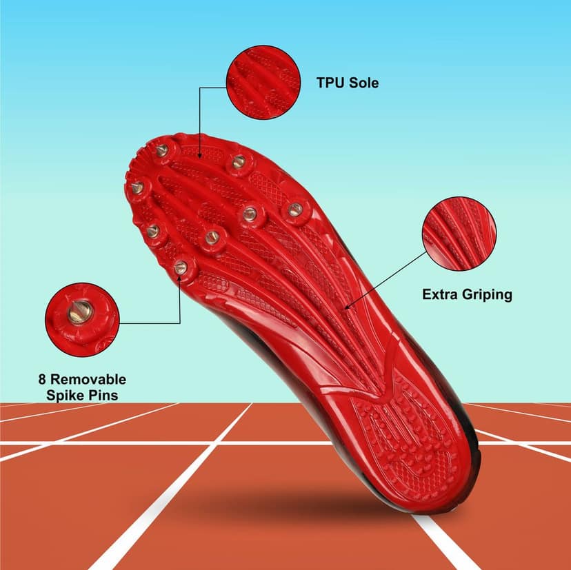 AIVIN Unisex Red and Black Spikes Athletic Track and Field Shoes view 3