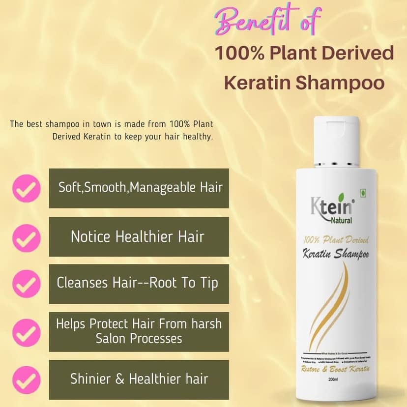 ktein natural 100% plant derived keratin shampoo & conditioner combo(100ml) view 3