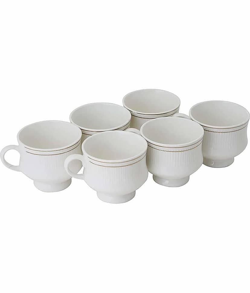 Love Unlimited Solid Bone China Tea Cup 150 ml ( Pack of 6 )
