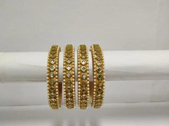 Exquisite Pearl and Mirror Bangle Set view 2