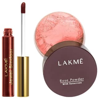 LAKM Rose Natural Face Powder for Oily Skin Type, Warm Pink, 40G And Lakme Jewel Sindoor, Maroon, 4.5Ml LAKM Rose Natural Face Powder for Oily Skin Type, Warm Pink, 40G And Lakme Jewel Sindoor, Maroon, 4.5Ml - Warm Pink / 2 Count (Pack of 1)