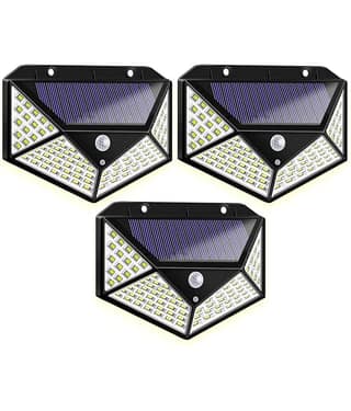 18-ENTERPRISE Solar Rechargable Light Outdoor 100 LEDs Solar Motion Sensor Light with Solar Panel and 3 Modes with IP65 Protection, Waterproof and Dustproof with Wide Angle Lighting (Pack of 3).