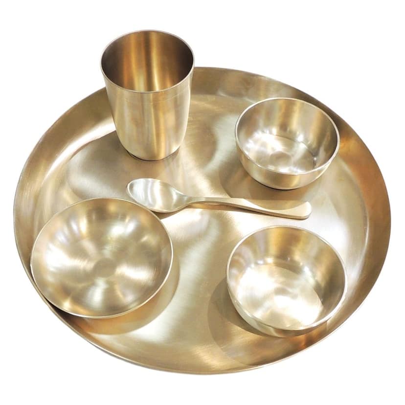 Pure Brass Dinner Set for Traditional Dining & Gifting, Diameter : 12 Inch (BCMAS213 C) view 2