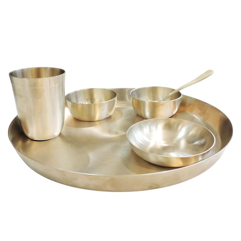 Pure Brass Dinner Set for Traditional Dining & Gifting, Diameter : 12 Inch (BCMAS213 C) view 3
