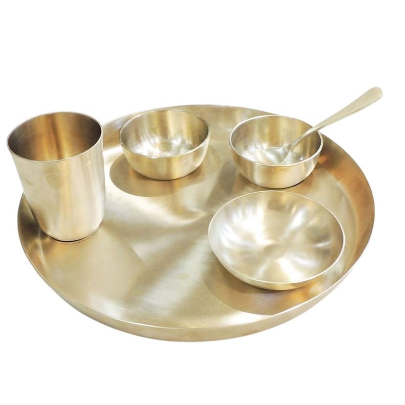 Pure Brass Dinner Set for Traditional Dining & Gifting, Diameter : 12 Inch (BCMAS213 C) view 4
