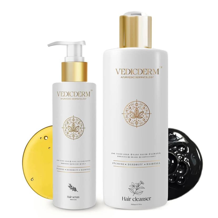 VEDICDERM Sensitive Scalp Bundle | Hair Serum & Cleanser 300ml | Soothes Itchy, Dry & Flaky Scalp | Reduces Irritation, Strengthens Hair & Restores Scalp Health | Sulfate & Paraben-Free (Pack of 3) view 8