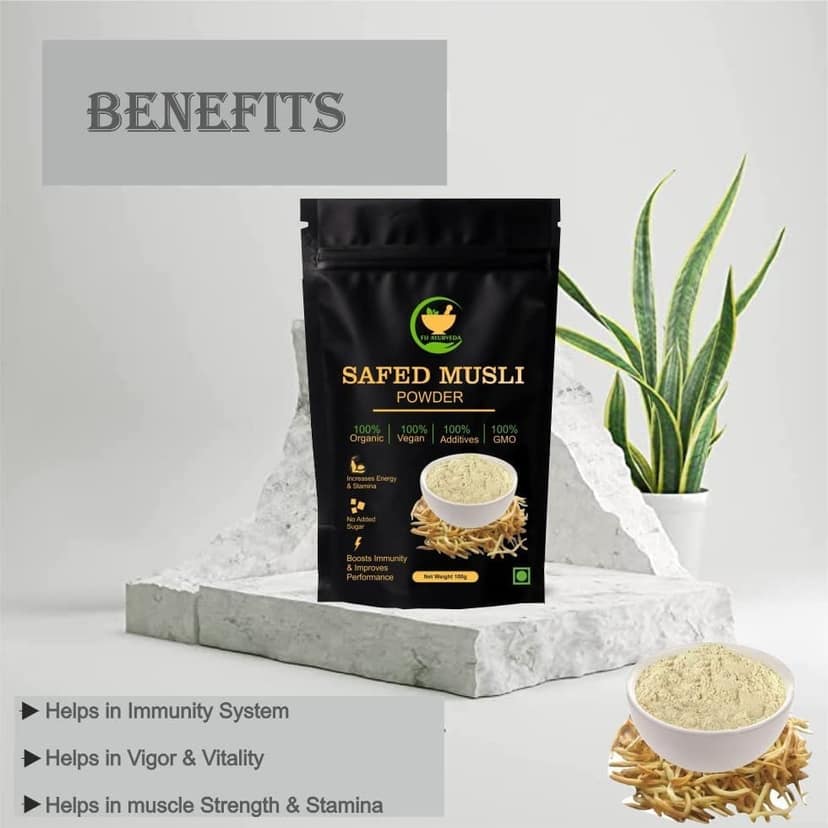 FIJ AYURVEDA Safed Musli Powder (Chlorophytum Borivilianum) for Men & Women � 100Gm view 2