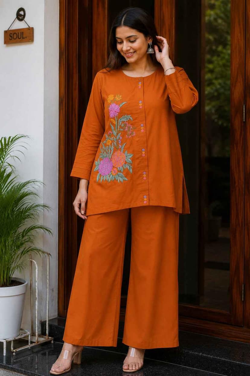 Premium Cotton Embroidered Co-Ord Set