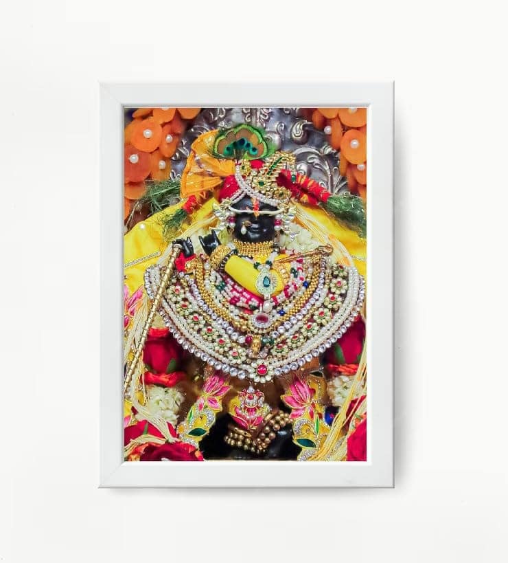 NOKKES Radha Raman Ji Vrindavan Radha Raman Thakur Ji White Photo Frames Religious Photo frame 5X7 Inch Photo Frame_QWW58
