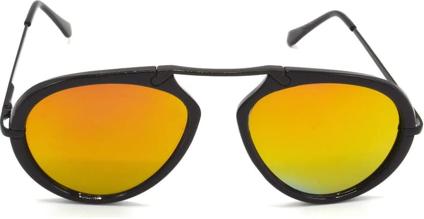 HRINKAR Unisex Wrap-around Sunglasses Black & Silver Frame, Golden & Pink Lens (Medium) - Pack of 2 view 2