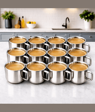Visaxmi Stainless Steel Tea Cups Solid Steel Tea Cup 120 ml ( Pack of 12 )