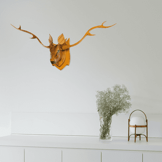SOWPEACE Handcrafted Wooden Deer Head Medium “The wise head” showpiece, premium artisan made wall home decor for living r