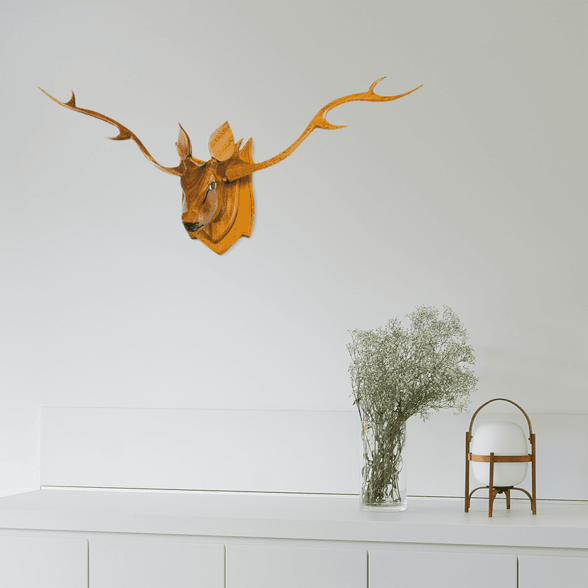 SOWPEACE Handcrafted Wooden Deer Head Medium “The wise head” showpiece, premium artisan made wall home decor for living r