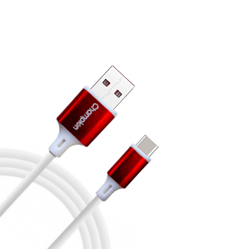 Champion USB to Type-C 3Amp Data Sync & Charging Cable PVC Metal 1Mtr (White/Red) view 3