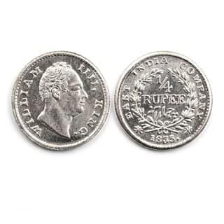 Silver-plated 1/4 Rupee 1835 King William IIII, British India Fancy old Series view 2