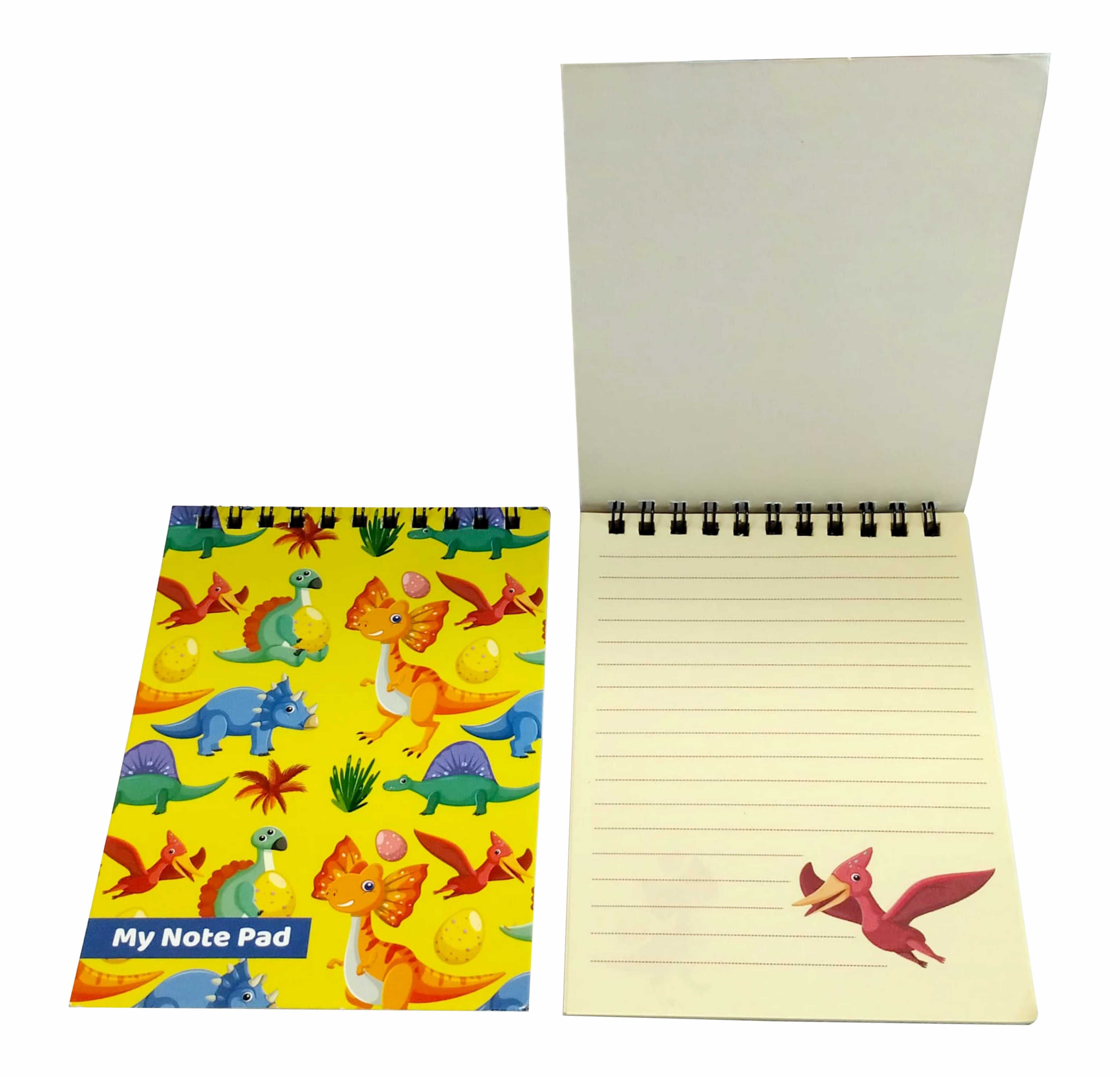 Kids Dinosaur Printed Ruled Laminated Cover Colourful Notepad, 32 Pages, (Size: 5.8 x 4 inch) - 10