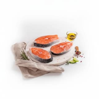 Fresh Atlantic Salmon Steaks - 1 kg - One pack containing salmon steak portions
