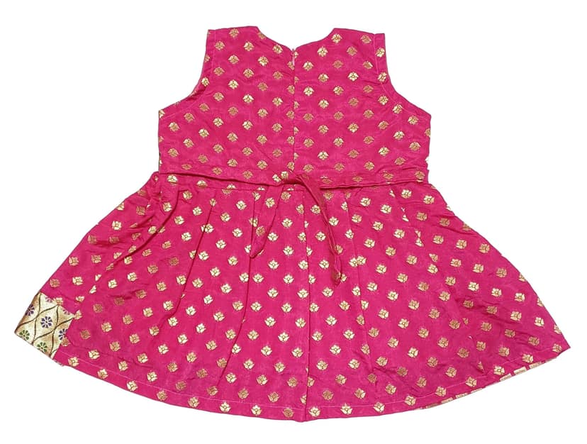 Mom and Me Baby Pink Brocade Frock for Girls - Traditional Festive Wear view 2