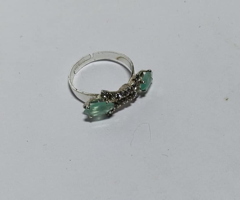 Elegant Marquise Cut Green Crystal Adjustable Cocktail Ring view 2
