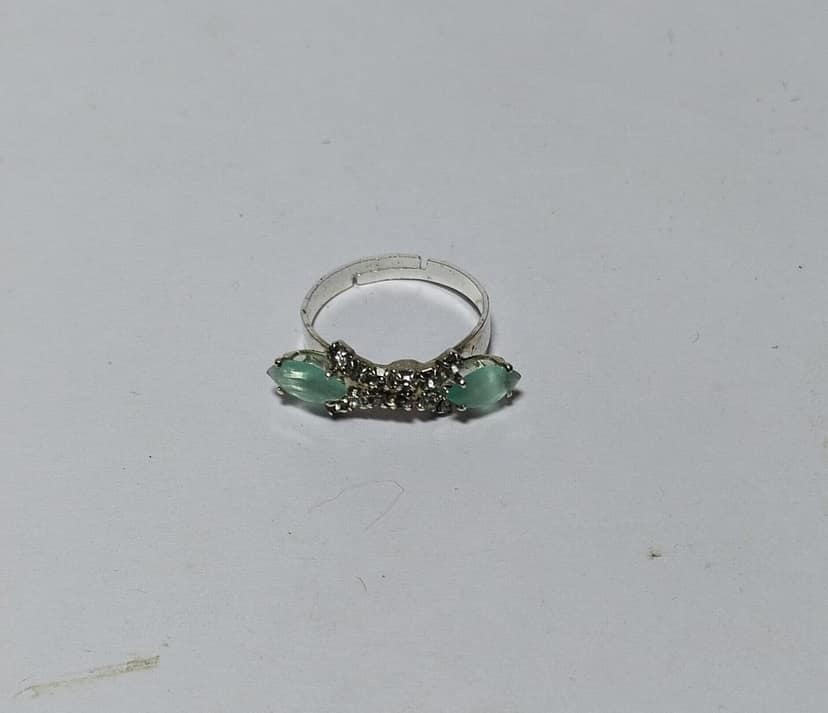 Elegant Marquise Cut Green Crystal Adjustable Cocktail Ring view 4